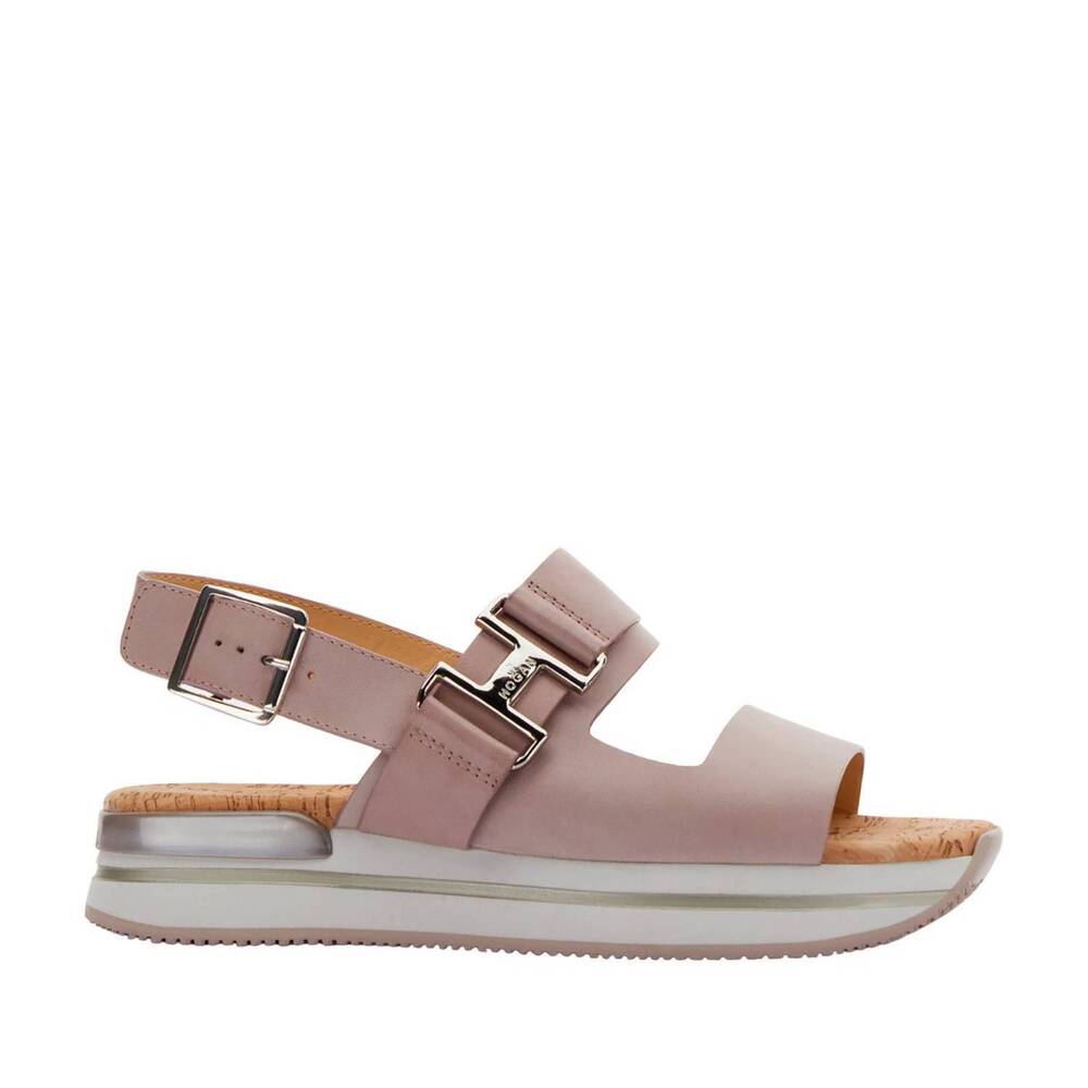 NEW HOGAN women's h257 leather sandals in pink